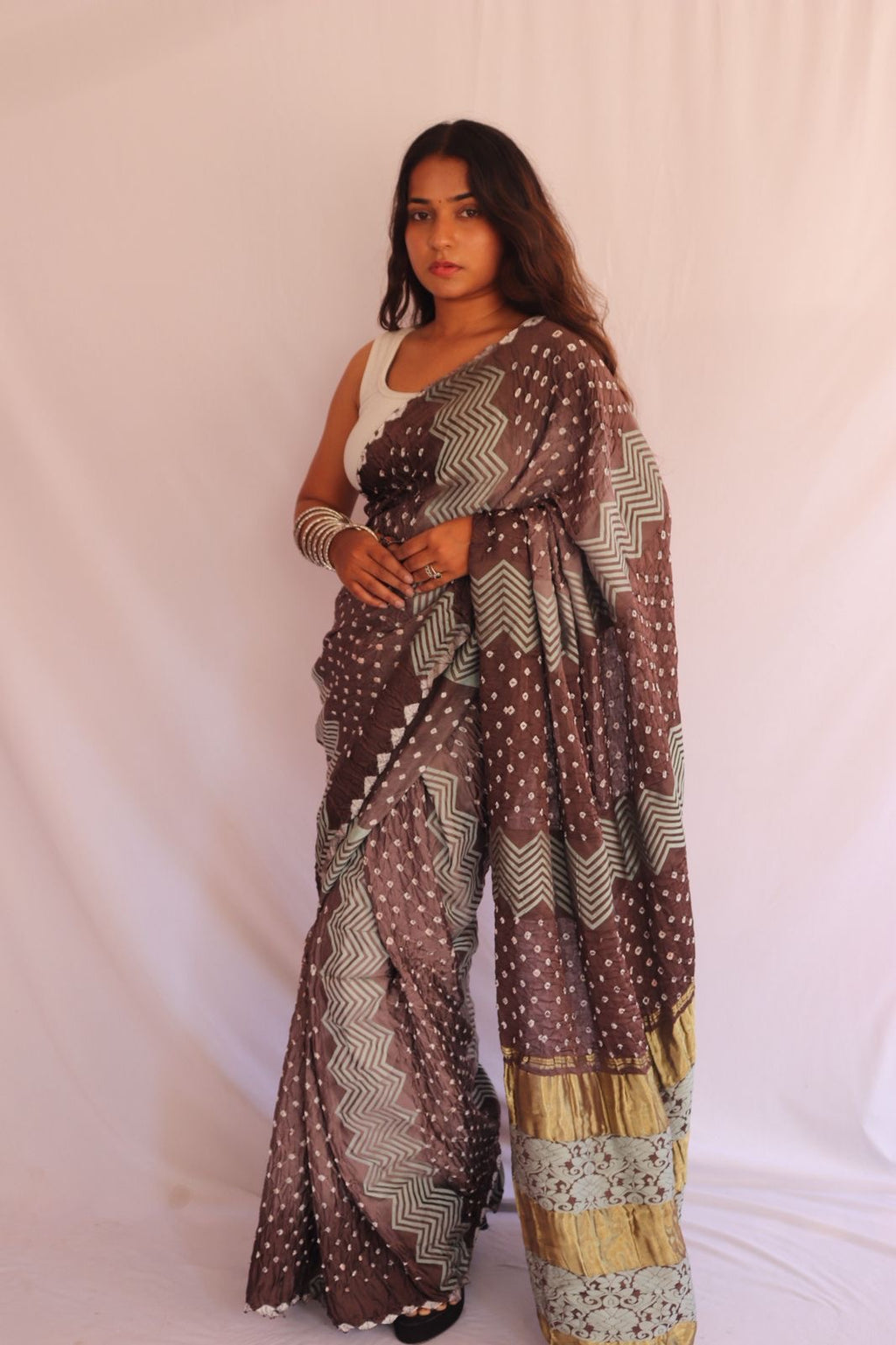Bandhani with Lucknowi work