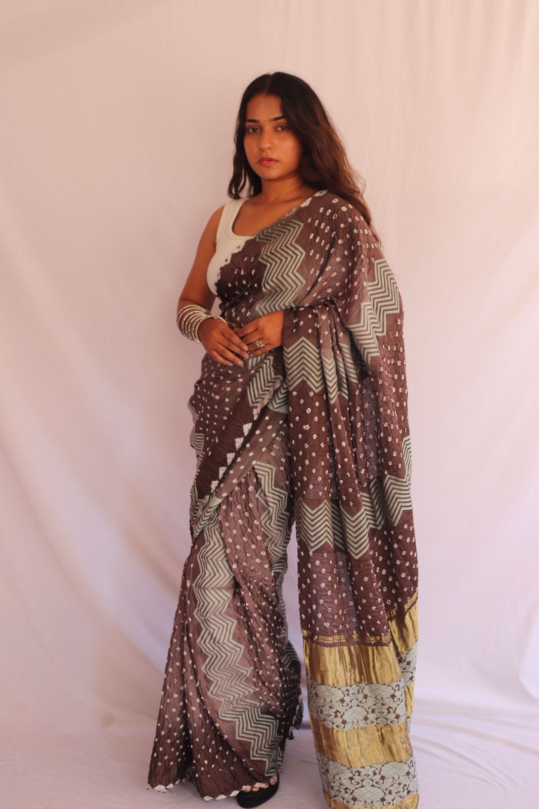 Bandhani with Lucknowi work