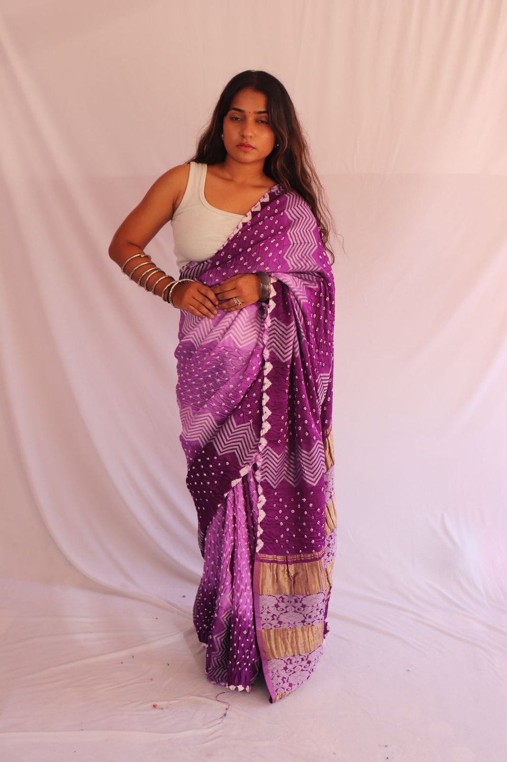 Bandhani with Lucknowi work