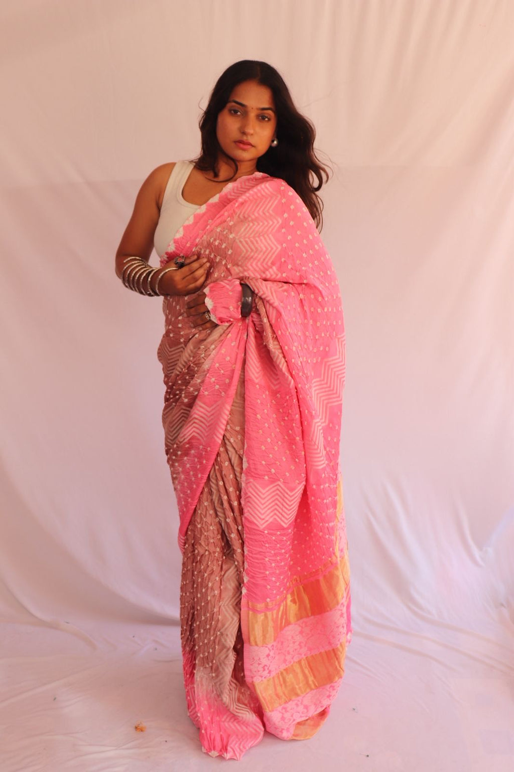 Bandhani with Lucknowi work