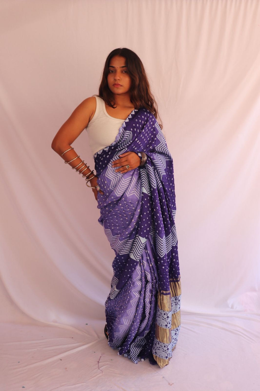 Bandhani with Lucknowi work