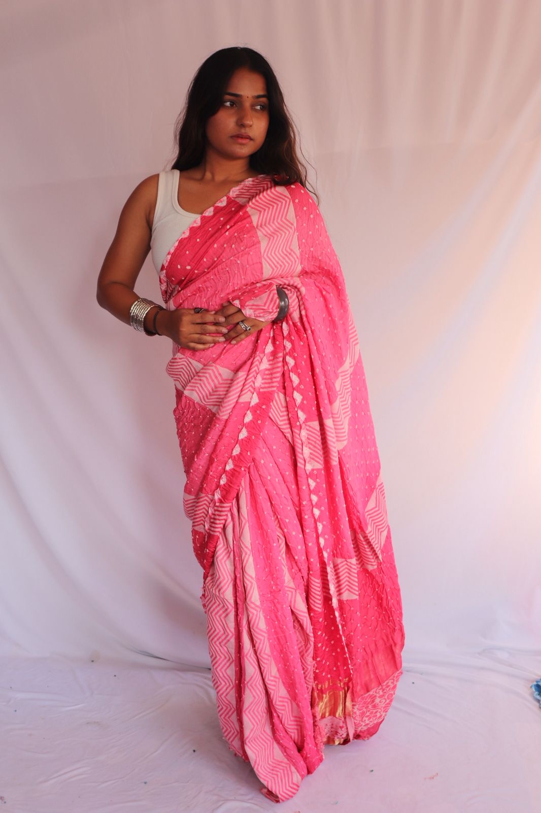 Bandhani with Lucknowi work